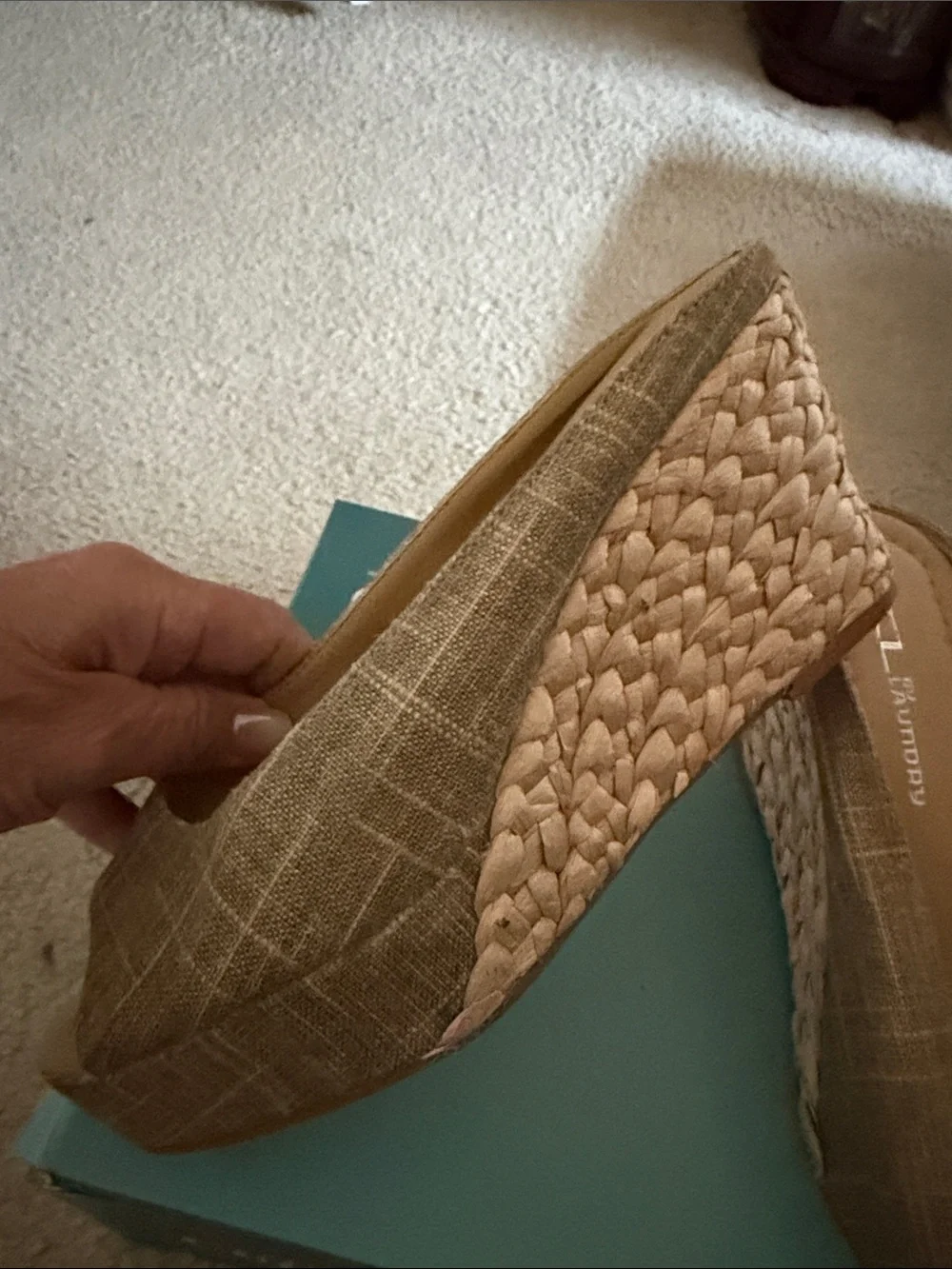 Tan Peep-Toe Wedge Heels